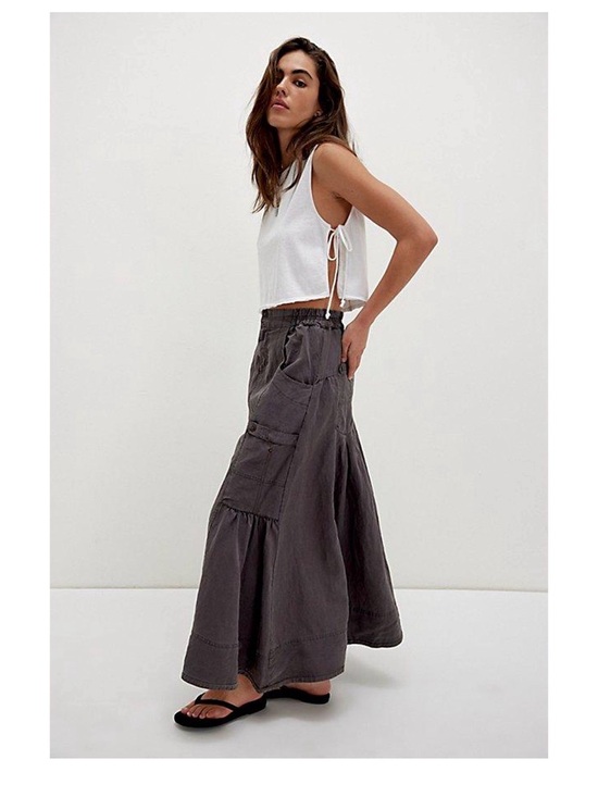 Free People Dresses & Skirts - Free People Charcoal Tiered Maxi Skirt